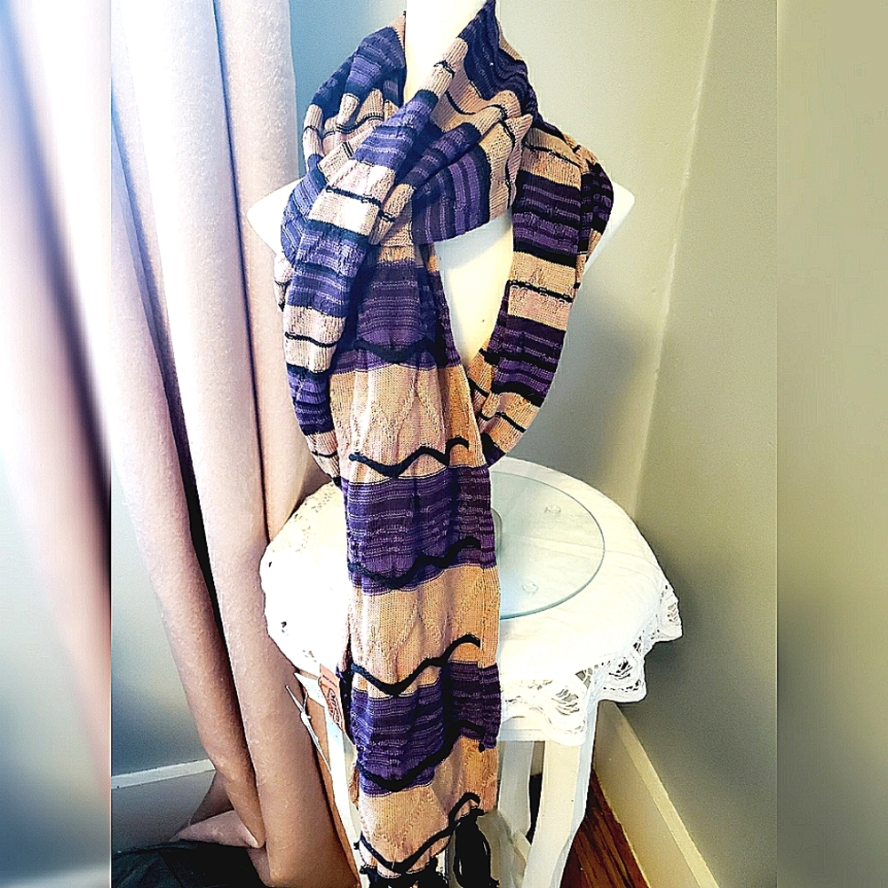 NWT Missoni Foulard Scraf Striped purple